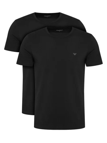 Emporio Armani Koszulki Mężczyzna Zestaw T-shirtów ze Streczowej Bawełny czarny