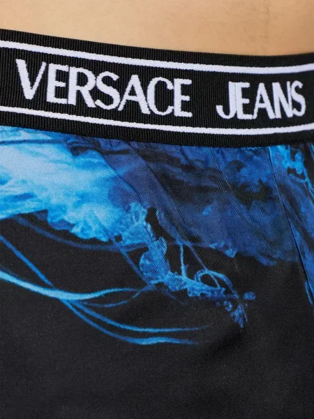 Дънкови шорти Versace Jeans Couture с принт черно