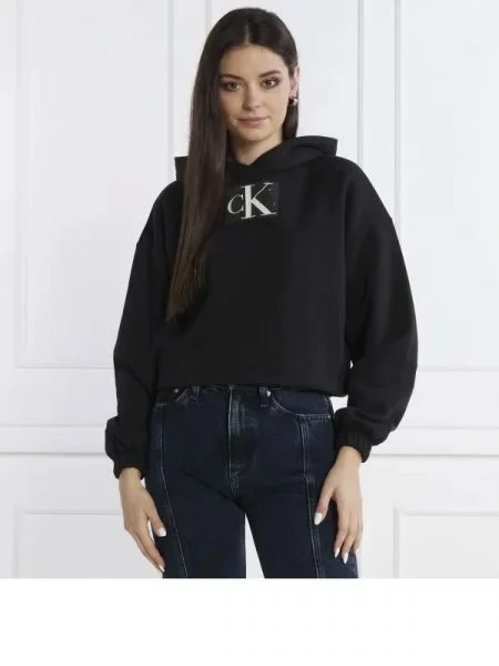 CALVIN KLEIN JEANS Hanorac | Cropped Fit negru