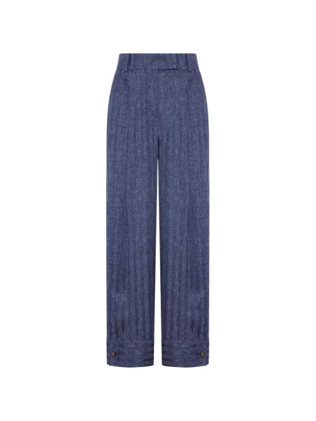 Pantaloni Giorgio Armani de mătase albastru