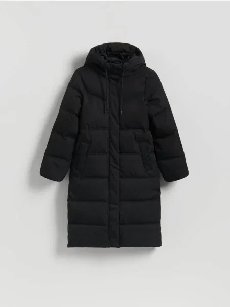 Reserved Geacă lungă cu glugă negru