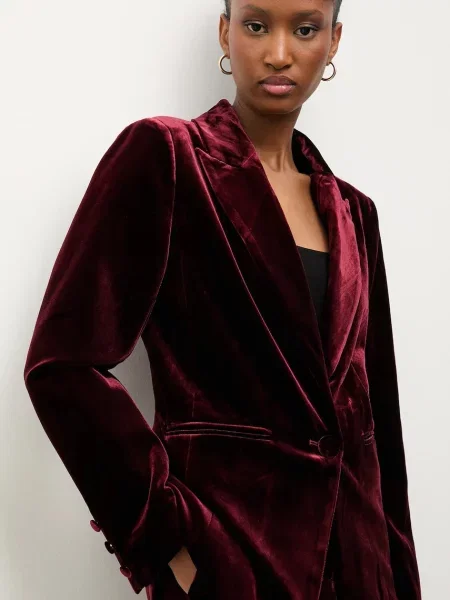 Велюровий піджак Answear.LAB однобортний однотонна бордовий