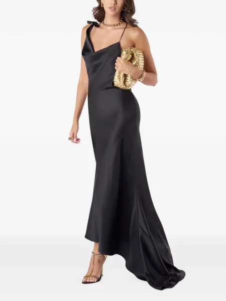 Rochie maxi Il Volo cu funde asimetrică negru
