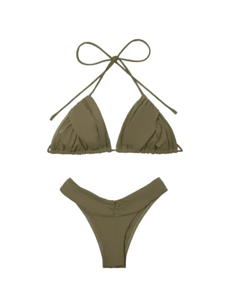 Bikini Elegancia cu gât halter verde