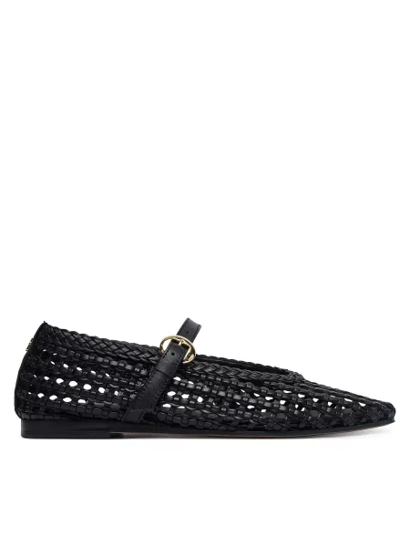 Tommy Hilfiger baleríny WOVEN LEATHER MIX BALLERINA čierna