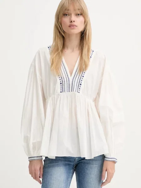 A.P.C. bluză blouse vera cu imprimeu bej