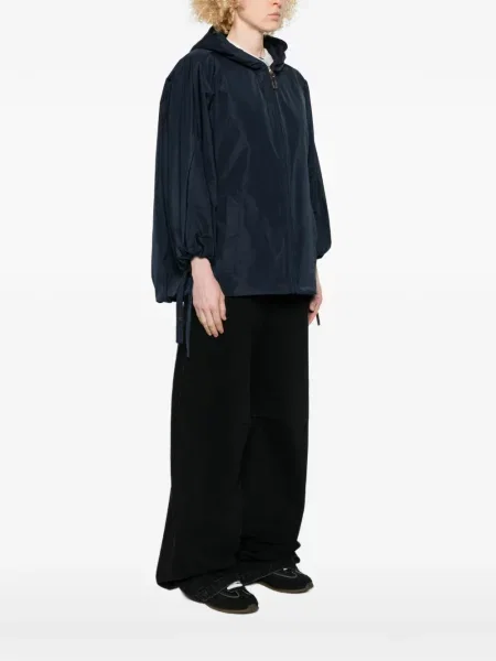 Płaszcz S Max Mara z kapturem ze sznurkiem niebieski