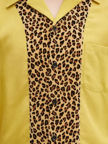 Риза Wacko Maria с принт с леопардов принт жълто