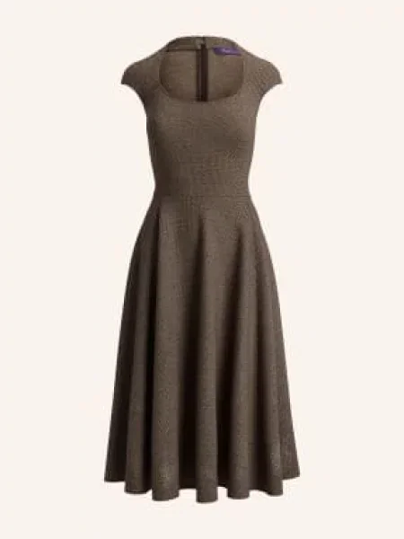 Ralph Lauren Collection Šaty Maisey S Hedvábím světle / tmavě hnědá