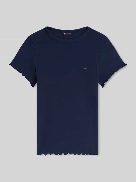T-shirt o kroju slim fit z mieszanki bawełny Tommy Jeans granatowa