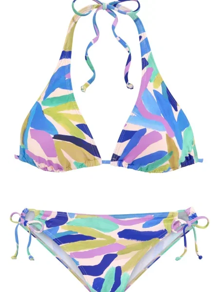 S.Oliver Costum de baie două piese albastru / galben / roz alb