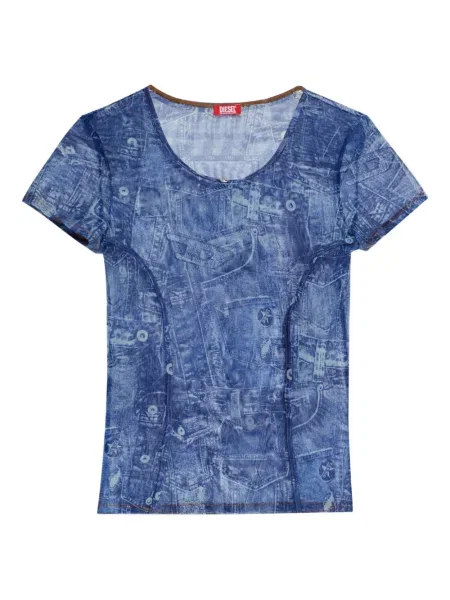 Tricou Diesel cu imagine albastru