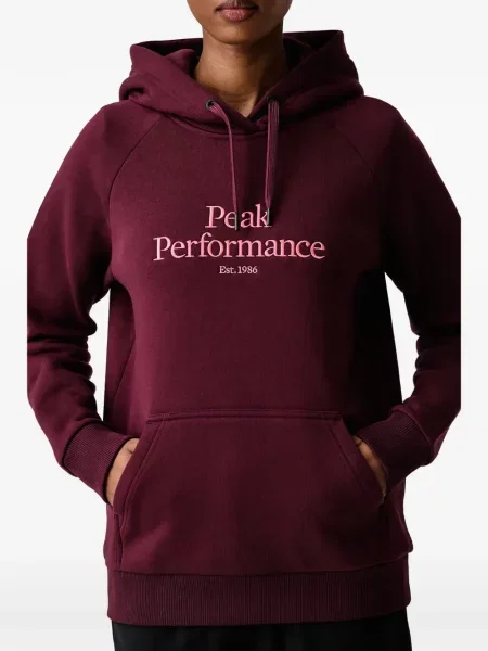 Hanorac cu glugă Peak Performance cu broderie cu cordon roșu