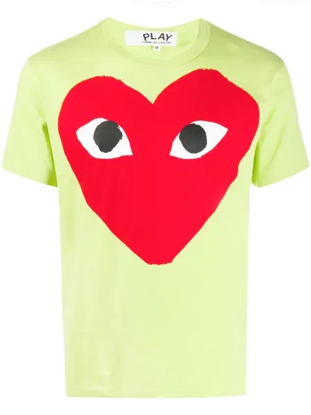 Tricou Comme Des Garcons Play cu imagine cu decolteu rotund cu motiv cu inimi verde