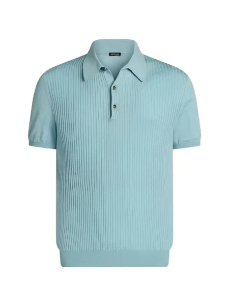 Scurt tricou polo Kiton tricotate albastru