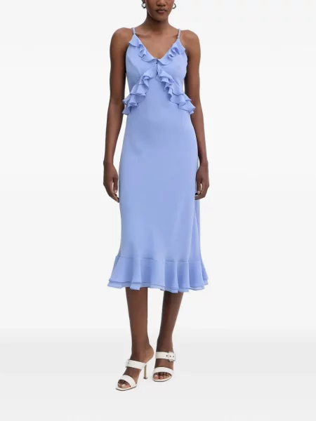 Rochie midi Morgan cu volane cu bretele albastru