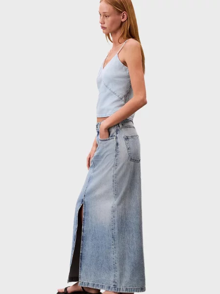 Макси джинсовая юбка Calvin Klein Jeans голубая