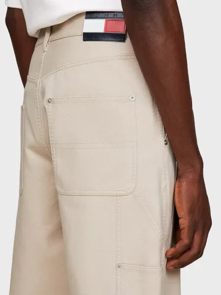 Брюки Tommy Jeans из твилла бежевые