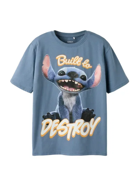 NAME IT Tricou NKMNila Stitch albastru porumbel / portocaliu / roz alb