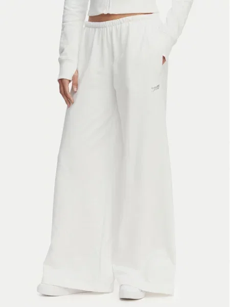 Tommy Jeans Spodnji del trenirke Metallic Logo Bela Wide Leg bež