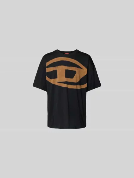 T-shirt o kroju relaxed fit z nadrukiem z logo Diesel czarna