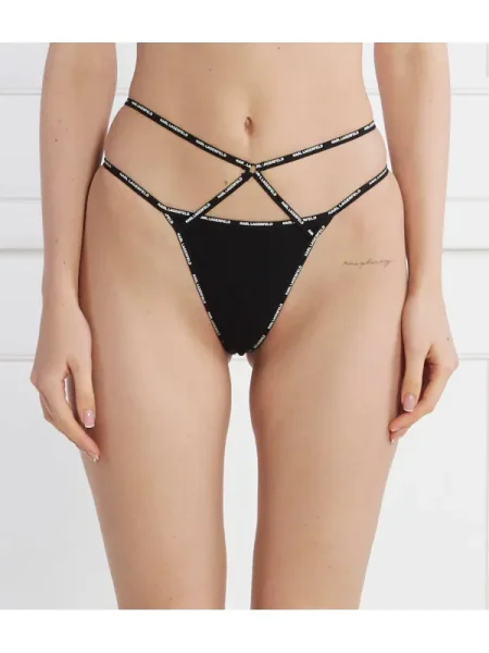 Karl Lagerfeld Chiloți brazilieni mini logo strappy brief negru