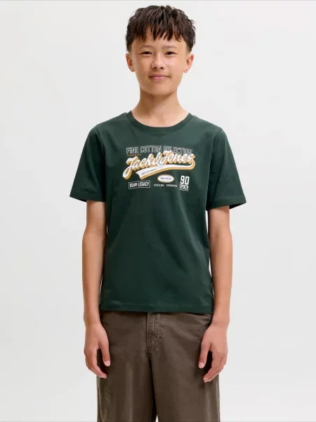 Jack & Jones Junior Majica žuta / tamno zelena bijela