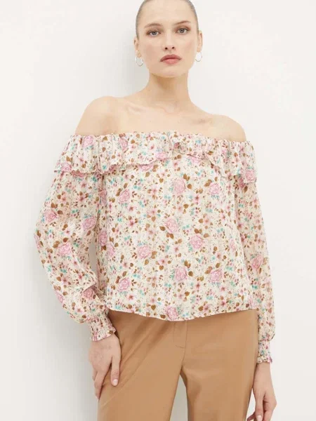Блуза Guess LUCY с десен бежово