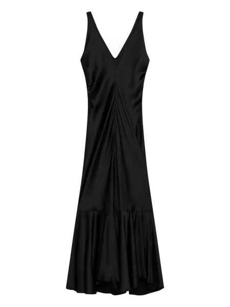 Sukienka maxi Sportmax z dekoltem w serek z falbankami czarna