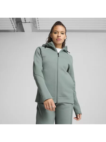 Rozpinana bluza z kapturem EVOSTRIPE zielona