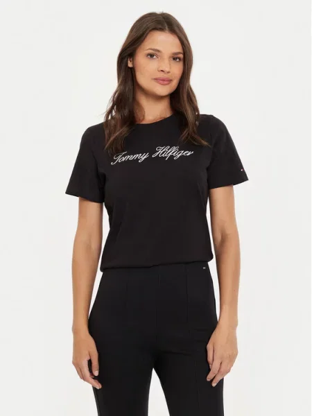 TOMMY HILFIGER Marškinėliai / balta juoda