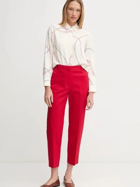 Tommy Hilfiger spodnie proste high waist czerwony
