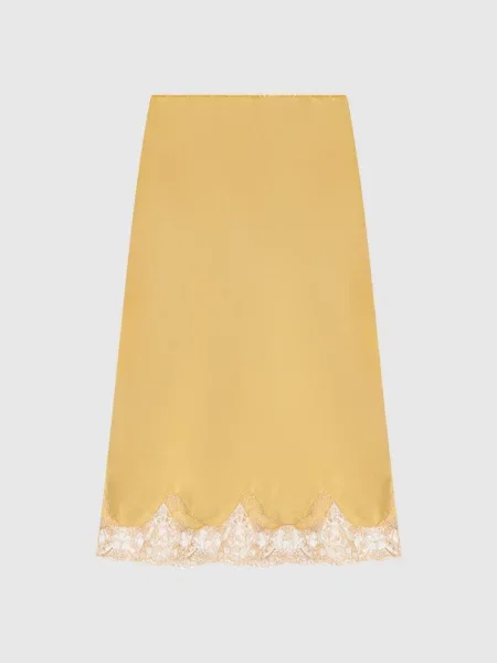 Шелковая юбка Saint Laurent желтая