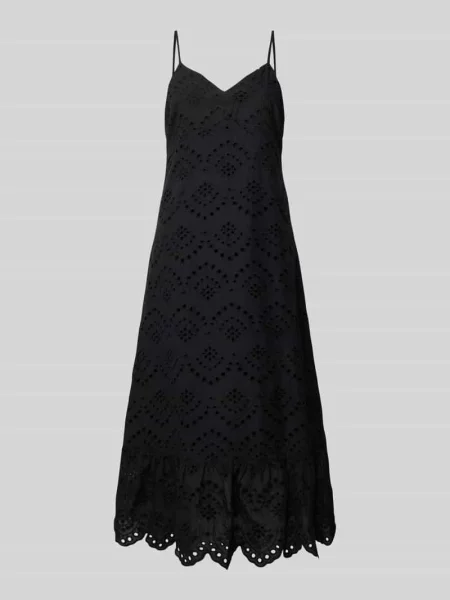 Sukienka casualowa taliowana z czystej bawełny model ‘VILDE’ Pieces czarna