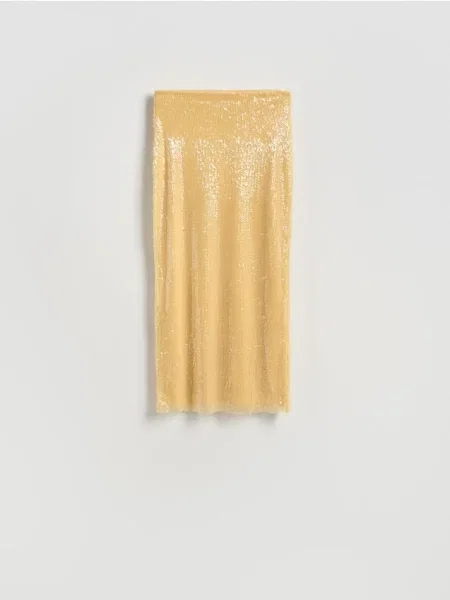 Reserved Fustă midi din paiete galben-deschis galben