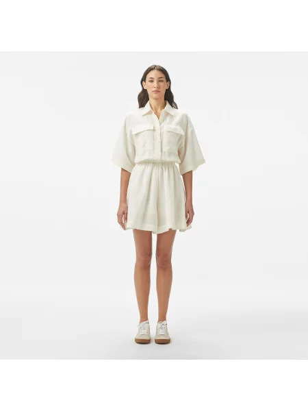 Lacoste Sukienka Z Kołnierzem Koszulowym Z Krótkim Rękawem Flare Fit biała