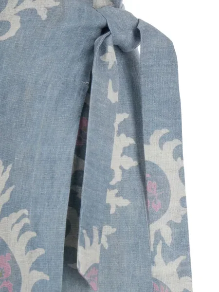 Spódnica Bazar Deluxe w kwiatki z nadrukiem wiązana niebieska