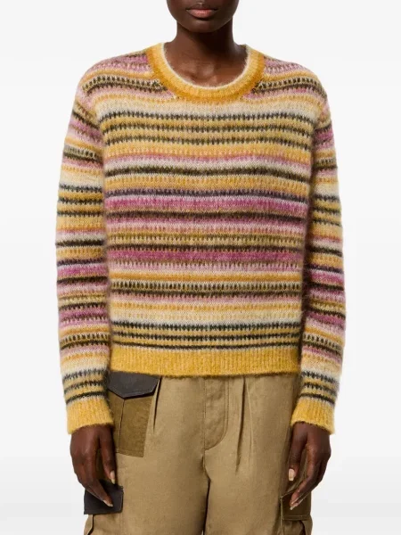 Pulover Marant Etoile cu dungi tricotate galben