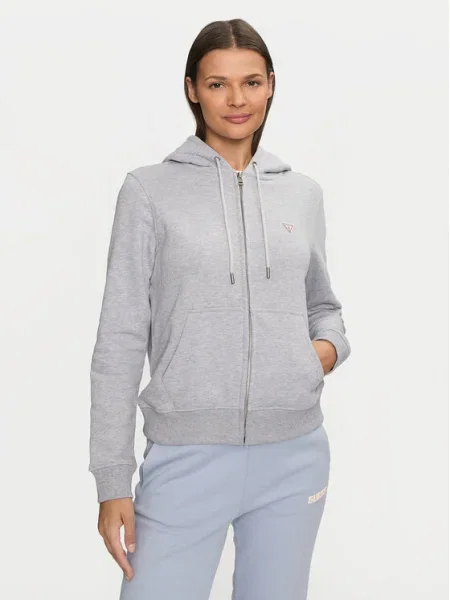 Bluză Guess Jeans cu glugă gri