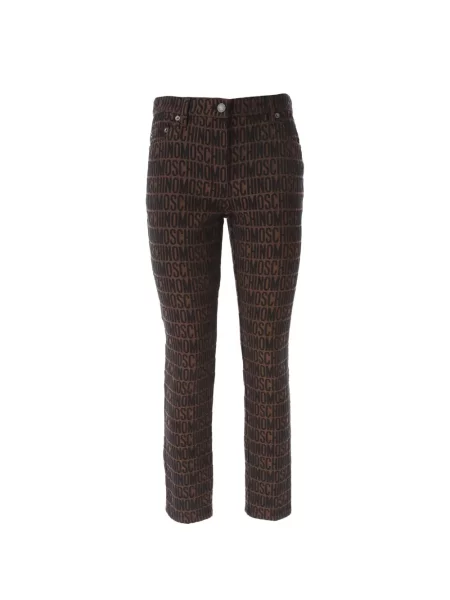 Pantaloni Moschino din jacard cu 5 buzunare cu autograf maro