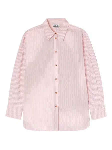 Cămașă Ganni cu dungi roz