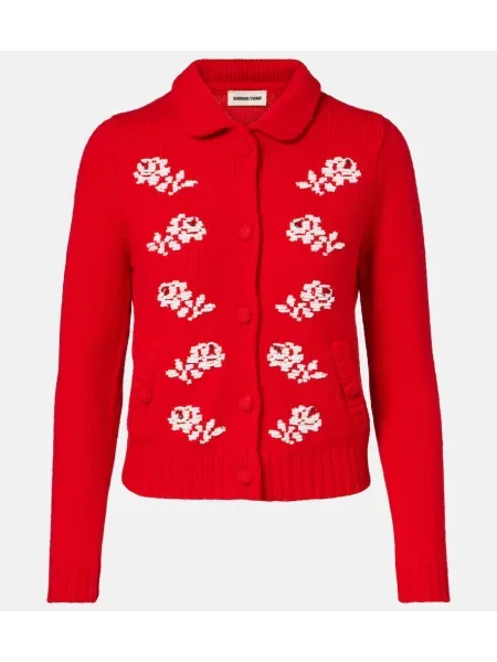 Cardigan Shushu/tong de lână cu mărgele roșu