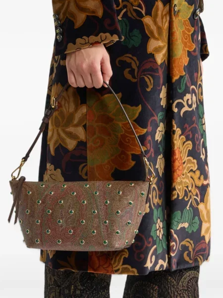 Crossbody torbica Etro sa šiljcima smeđa