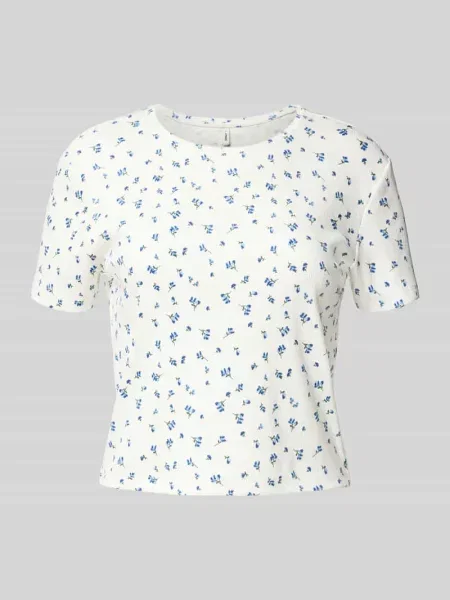 T-shirt o kroju regular fit z prążkowaniem model ‘FENJA LIFE’ Only biała