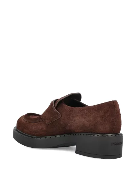 Pantofi loafer Prada din piele de căprioară maro