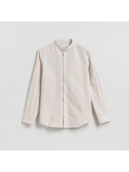 Reserved Košile slim fit s vysokým podílem bavlny béžová
