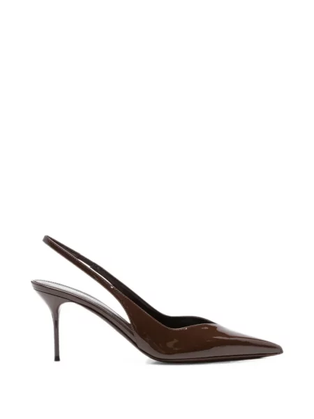Pantofi cu toc Paris Texas din piele slingback maro