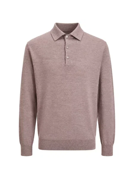 Lung tricou polo Paul & Shark de lână roz