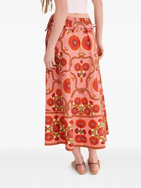 Fustă midi Cara Cara cu model floral cu imagine roșu
