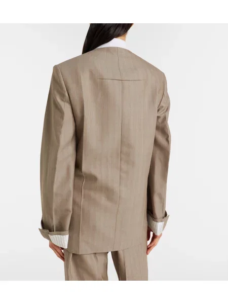 Sacou Victoria Beckham de lână cu model herringbone gri
